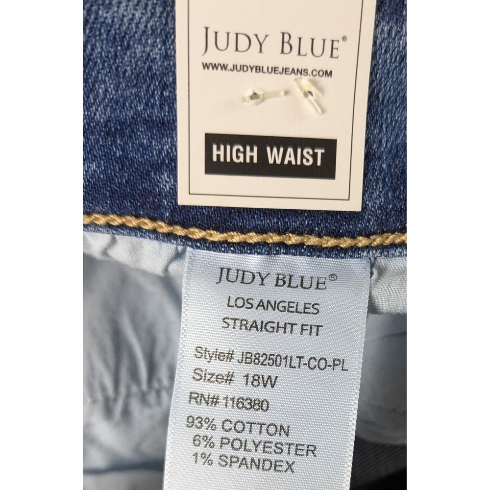 Judy Blue Jeans Womens 18W Blue High Waist Straight Fit Light Wash Stretch - Picture 15 of 15